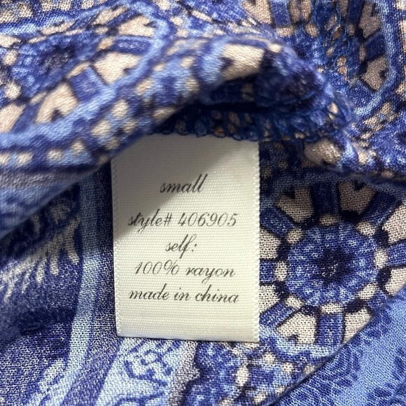 Francesca’s Birdcage from Anthropologie Blue Paisley Blouse, Size Small - Picture 8 of 9